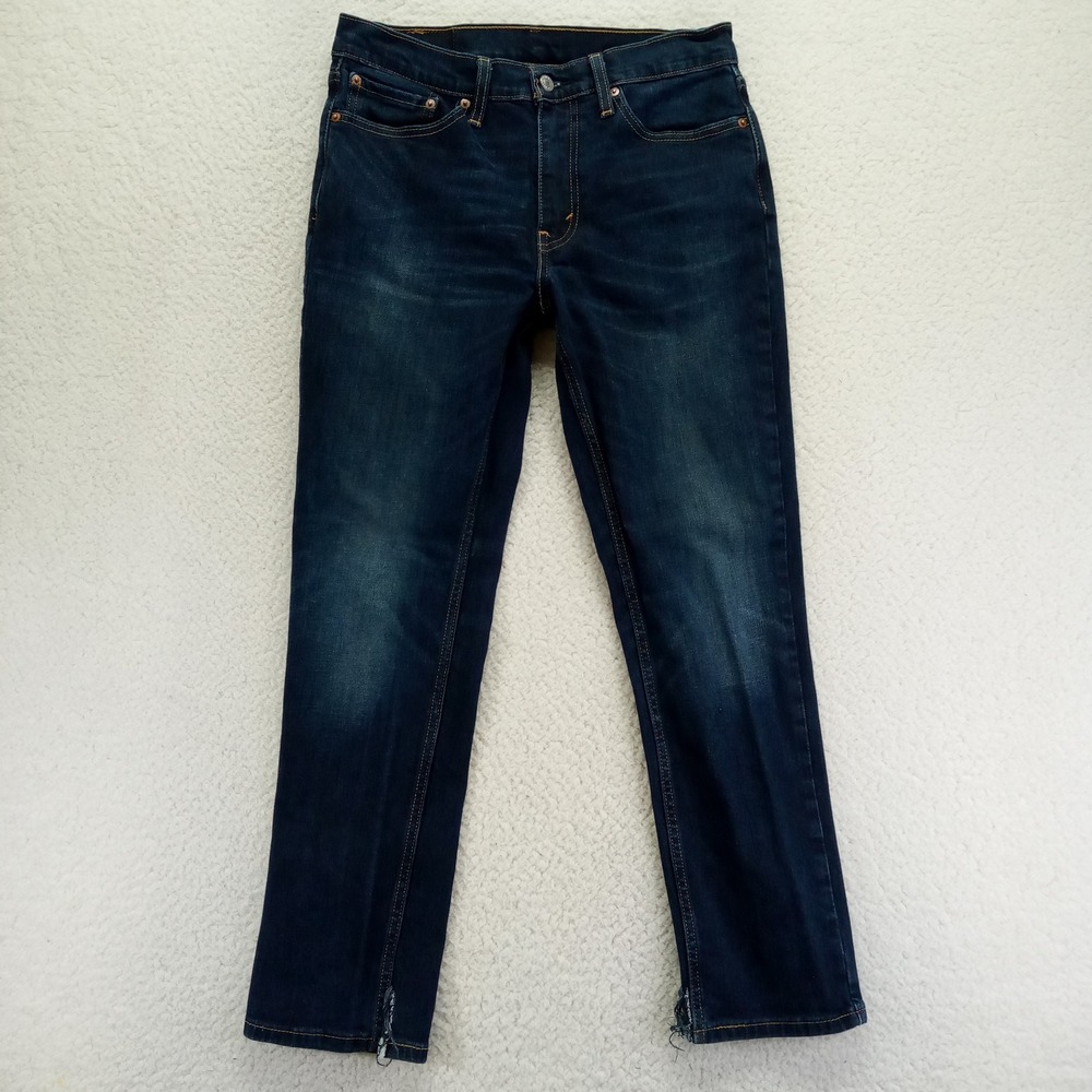 Levi Strauss 511 Mens‎ Dark Wash Slim Fit Jeans W31 L30 Distressed Hem